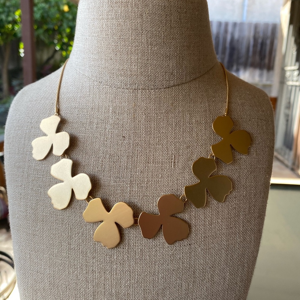 Gold Clover Statement Necklace & Earrings